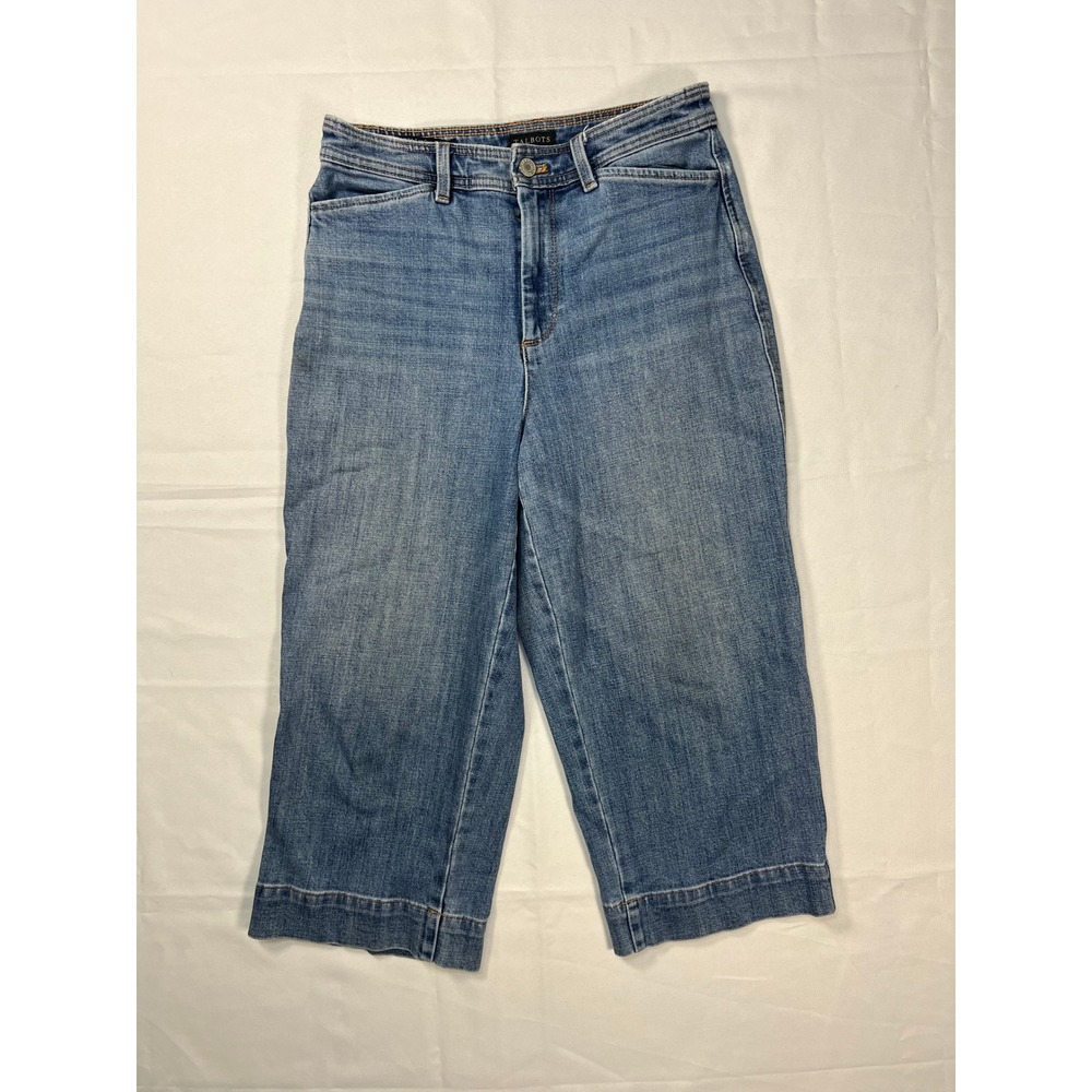 Talbots Wide Leg Crop Jean Women 4P Blue Curvy High Rise Stretch Denim Culotte